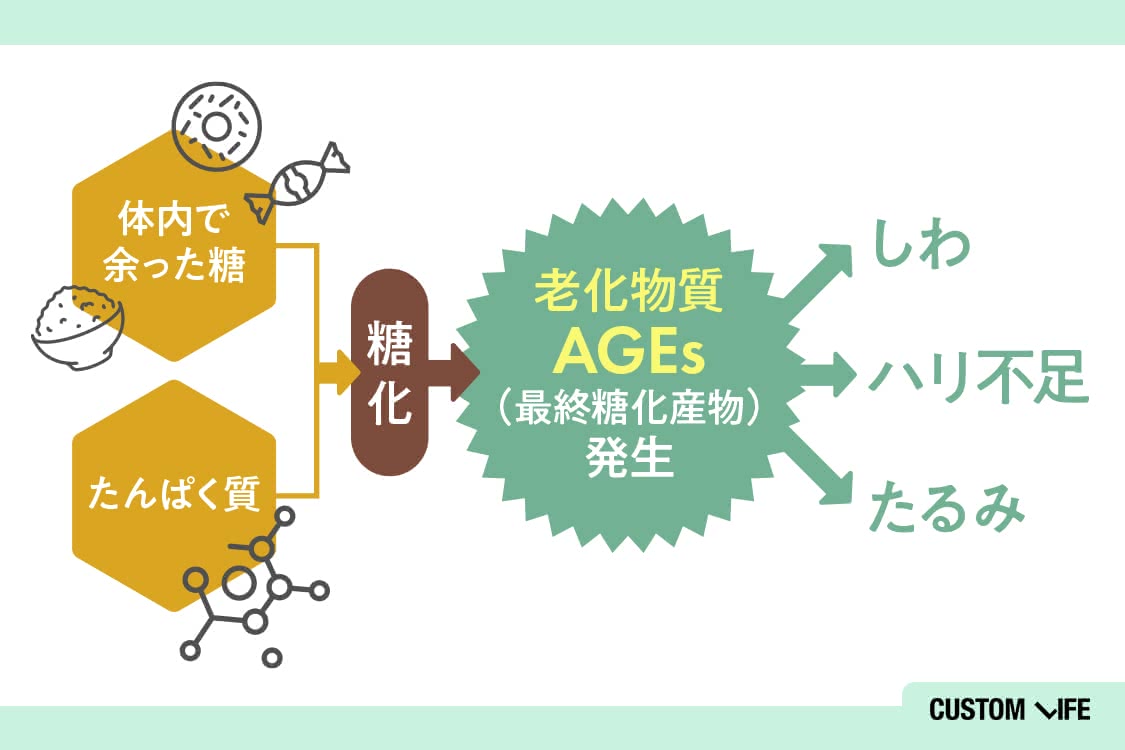 肌のハリを奪う糖化のメカニズム