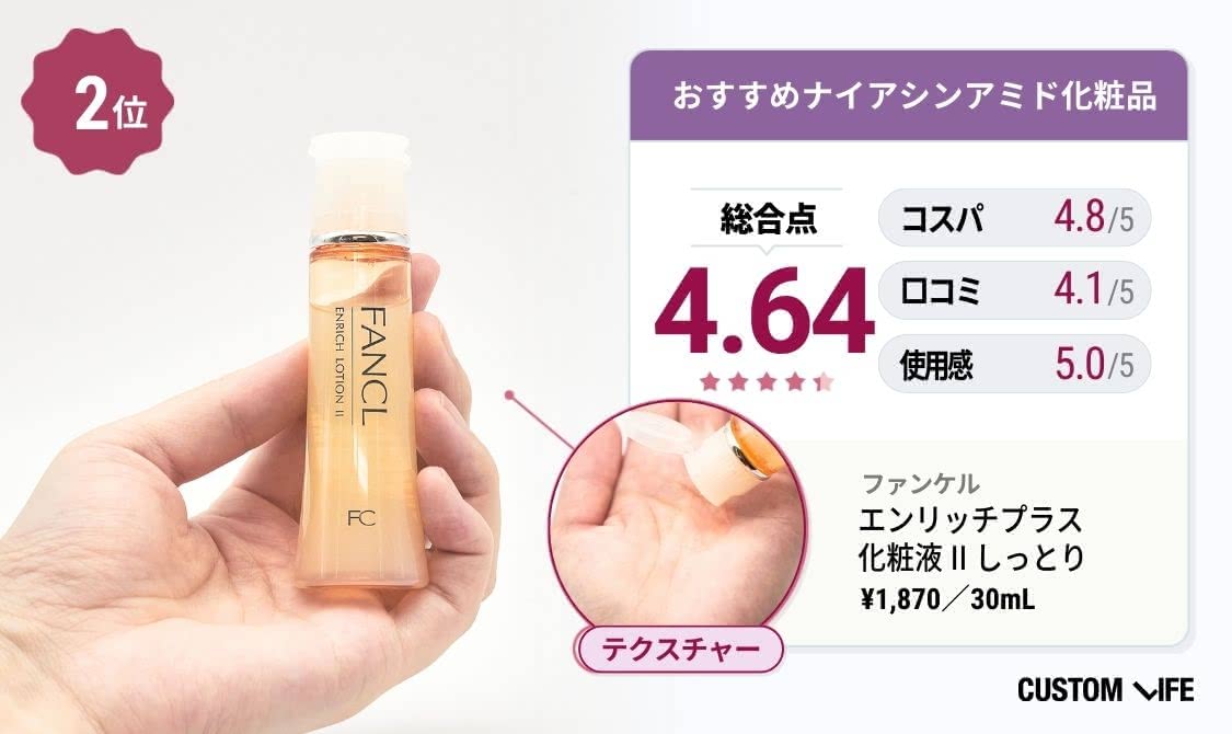 ナイアシンアミド化粧品 おすすめ　ファンケル エンリッチプラス 化粧液 II しっとり