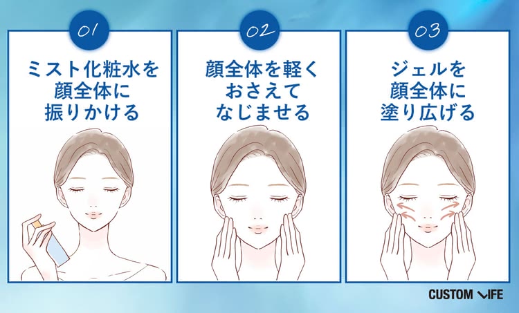 オールインワンジェルのおすすめな使い方 ② 乾燥が気になる人はミスト化粧水を足す